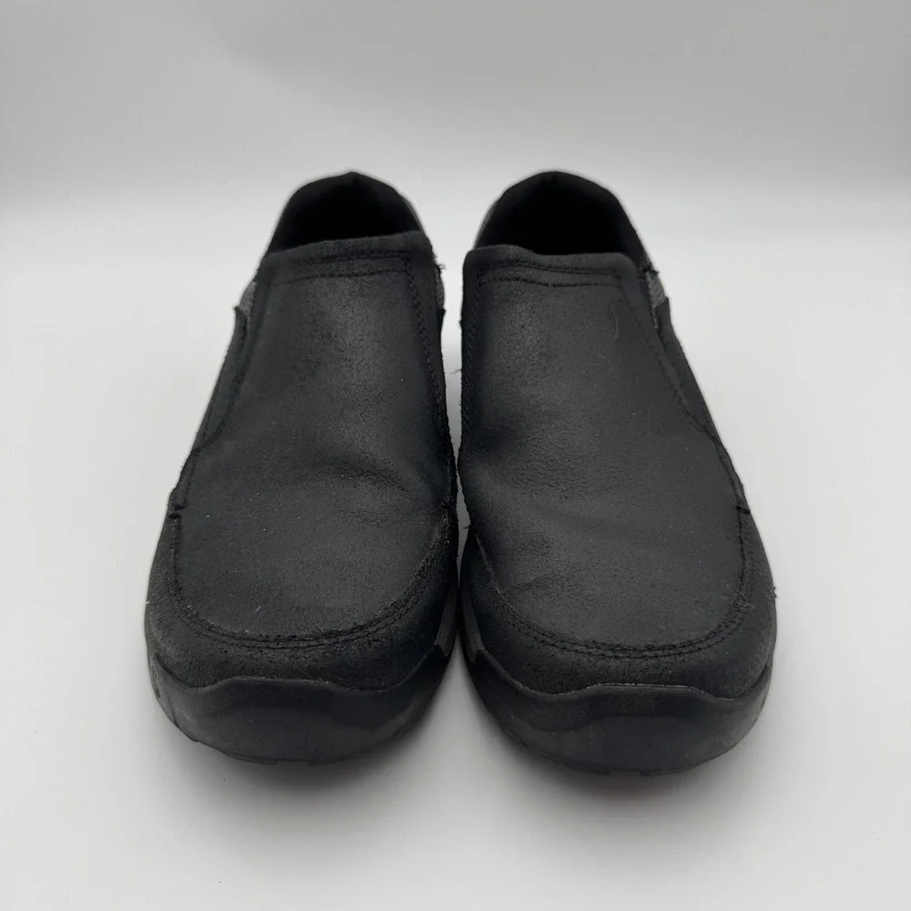 Merrell Mens Anvik Pace Moc Black Leather Slip On Hiking Shoes J95159 Size 10.5